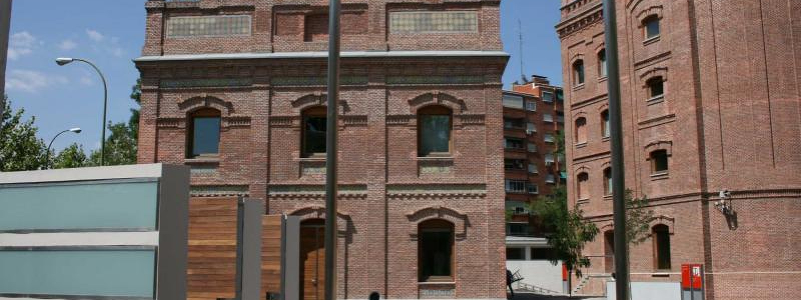 Front view of the Regional Library Joaquín Leguina of Madrid, Spain