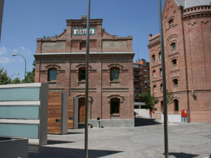 Front view of the Regional Library Joaquín Leguina of Madrid, Spain
