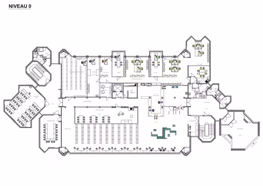 Level 0, Reception desk, cafeteria, adminsitration