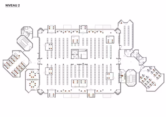 Level 2, Shelves and group works rooms