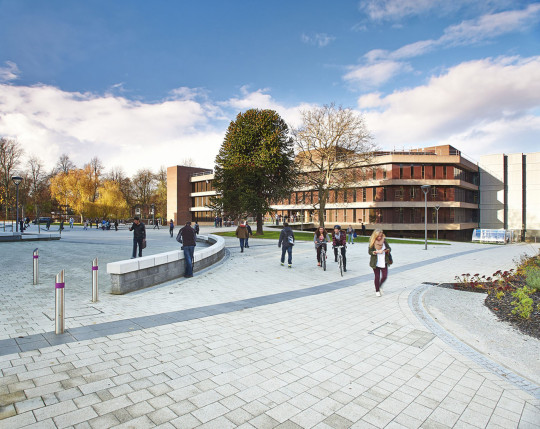 Exterior view -  exterior view, Pre-2012 library centre and new east wing extension on right