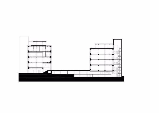 Cross-section of the buildings