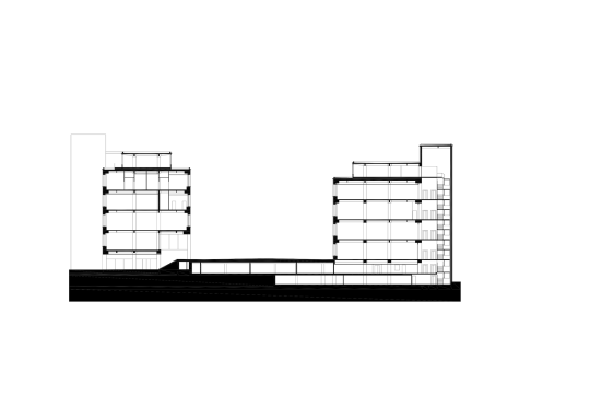 Cross-section of the buildings