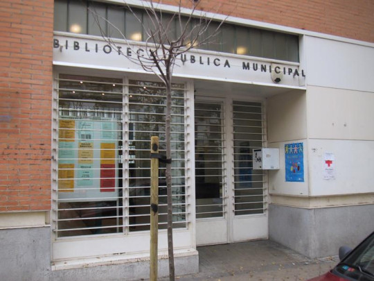 Entrance of the Municipal Public Library Dámaso Alonso in Madrid, Spain