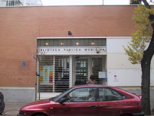 Entrance of the Municipal Public Library Dámaso Alonso in Madrid, Spain