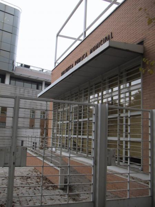 Back view of the Municipal Public Library Dámaso Alonso in Madrid, Spain
