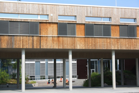 School yard at the back of the building