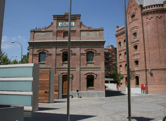 Front view of the Regional Library Joaquín Leguina of Madrid, Spain