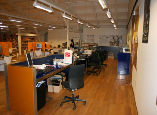 Circulation desk of the Regional Library Joaquín Leguina of Madrid, Spain