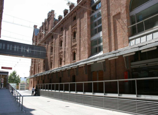 Entrance of the Regional Library Joaquín Leguina of Madrid, Spain