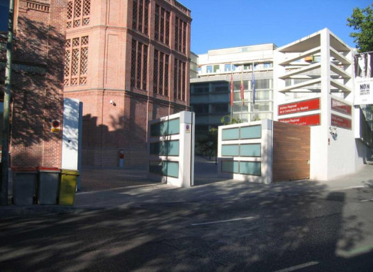Entrance of the Regional Library Joaquín Leguina of Madrid, Spain