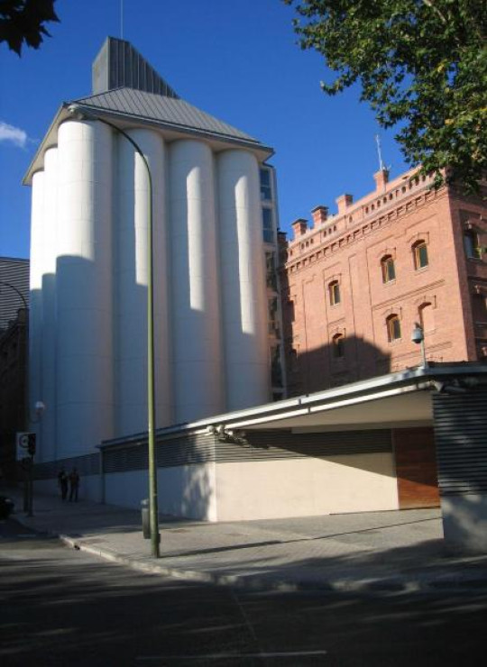 Side view of the Regional Library Joaquín Leguina of Madrid, Spain