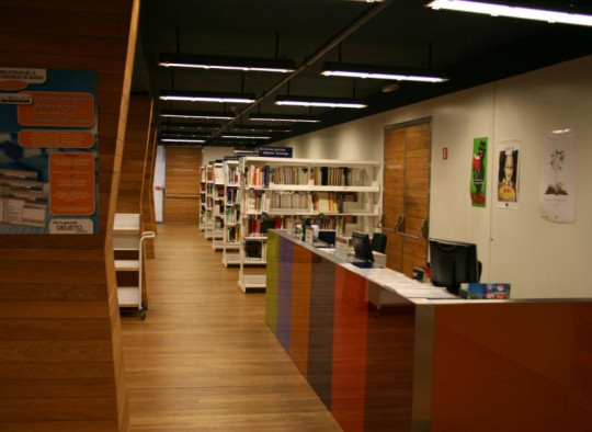 Circulation desk of the Regional Library Joaquín Leguina of Madrid, Spain
