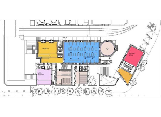 Site plan – Regional Library Joaquín Leguina of Madrid, Spain. Ground floor. Image from http://www.mcu.es/arquitecturaybibliotecas/inicio.cmd