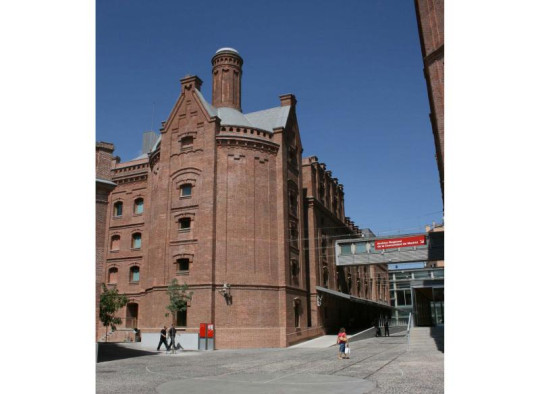 Front view of the Regional Library Joaquín Leguina of Madrid, Spain