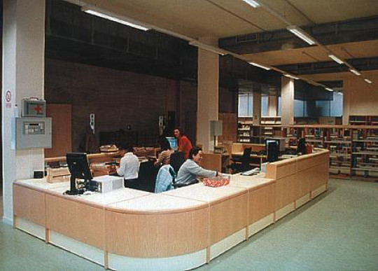 Circulation desk of the State Public Library in Palma de Mallorca, Spain