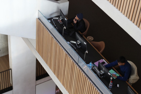 Students in atrium