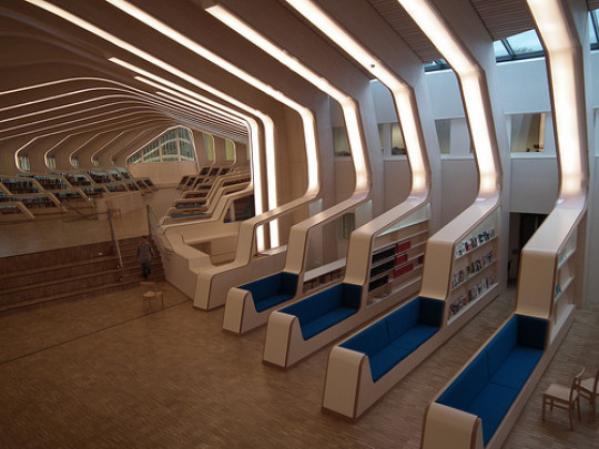 View of foyer and library