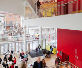 Main stairs with view towards Molde library on both first and third floors