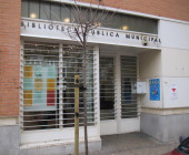 Entrance of the Municipal Public Library Dámaso Alonso in Madrid, Spain
