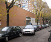 Side view of the Municipal Public Library Dámaso Alonso in Madrid, Spain