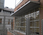 Back view of the Municipal Public Library Dámaso Alonso in Madrid, Spain
