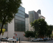 Back view of the Regional Library Joaquín Leguina of Madrid, Spain