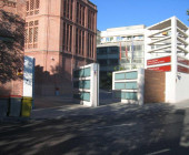 Entrance of the Regional Library Joaquín Leguina of Madrid, Spain