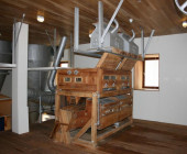 The library has conserved the particular elements of the brewery like carriages, beer cellars, silos and freezers. Detail.