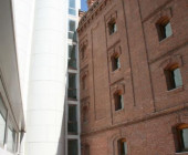 Side view of the Regional Library Joaquín Leguina of Madrid, Spain.