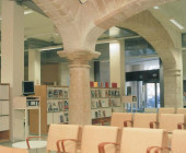 Entrance of the State Public Library in Palma de Mallorca, Spain. View from serials section.