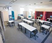 Working room - Mobile chairs and tables, Cubes. PalMa cubes in the background.